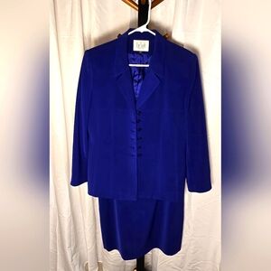 Le Suit Royal Blue Blazer and Knee Length Skirt‎ Set